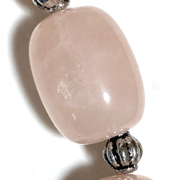 Beaded Rose Quartz Necklace, Pink Genuine Large Gemstone Choker - Picture 8 of 12